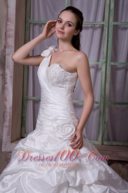 Luxurious One Shoulder Church Wedding Gowns Pick-ups