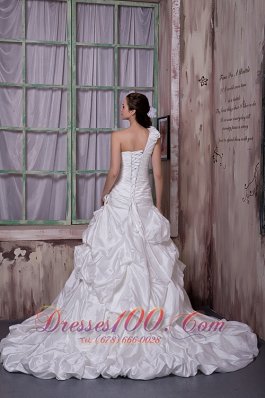 Luxurious One Shoulder Church Wedding Gowns Pick-ups