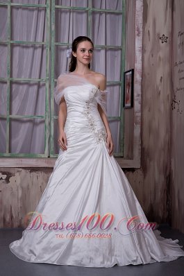 Gorgeous Gilding Hall Bridal Dress Taffeta Appliques Court