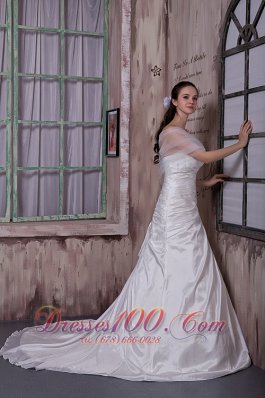 Gorgeous Gilding Hall Bridal Dress Taffeta Appliques Court