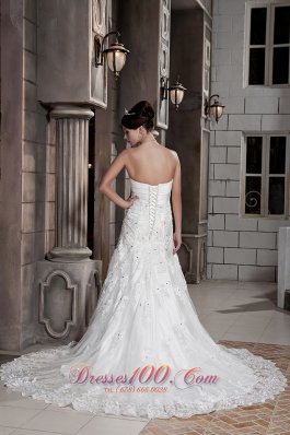 Handle Flowers Wedding Dress A-line Lace Overlay