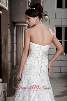 Handle Flowers Wedding Dress A-line Lace Overlay