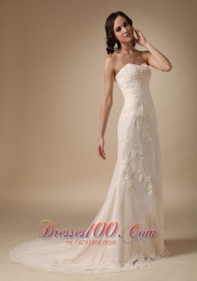 Dreamy Empire Lace Bridal Dress Column Sweetheart Court