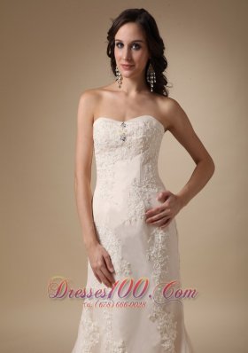 Dreamy Empire Lace Bridal Dress Column Sweetheart Court