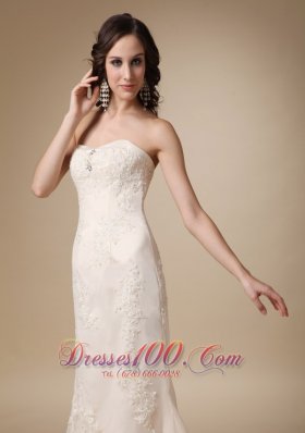 Dreamy Empire Lace Bridal Dress Column Sweetheart Court