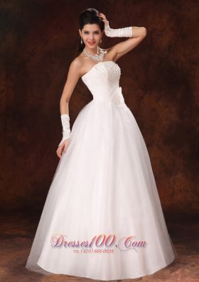 Bowknot Organza Strapless Garden Maternity Wedding Gowns