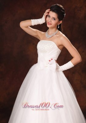 Bowknot Organza Strapless Garden Maternity Wedding Gowns