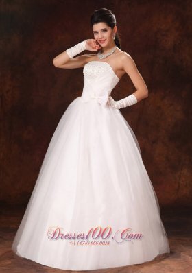 Bowknot Organza Strapless Garden Maternity Wedding Gowns