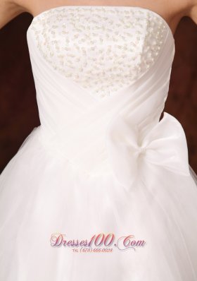 Bowknot Organza Strapless Garden Maternity Wedding Gowns