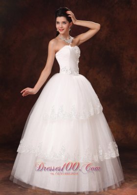 Designer Ball Gown Church Wedding Dress Appliques Tulle