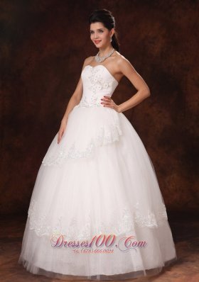 Designer Ball Gown Church Wedding Dress Appliques Tulle