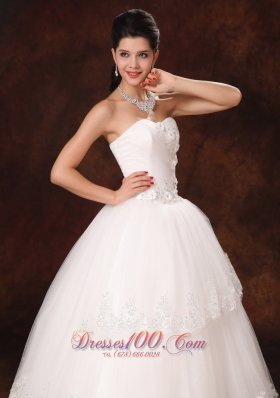 Designer Ball Gown Church Wedding Dress Appliques Tulle