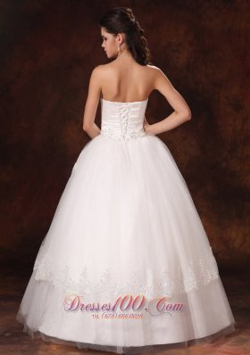 Designer Ball Gown Church Wedding Dress Appliques Tulle