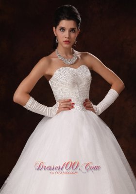 Ball Gown Sweetheart Wedding Dress Beaded Custom Made