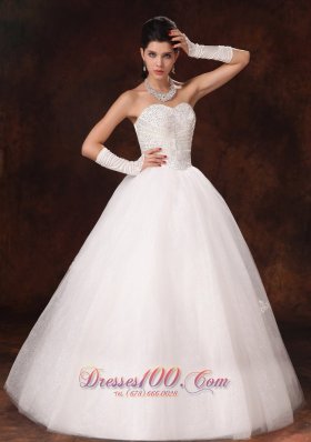 Ball Gown Sweetheart Wedding Dress Beaded Custom Made