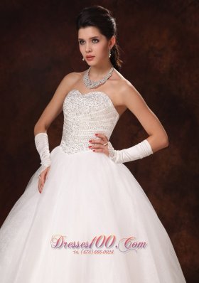 Ball Gown Sweetheart Wedding Dress Beaded Custom Made