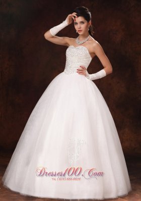 Ball Gown Sweetheart Wedding Dress Beaded Custom Made