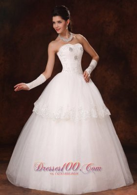 Lace Layer Crystal Sweetheart Church Wedding Dress Custom