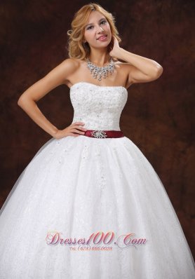 Lace Beading Decorate Ball Gown Wedding Dress Colored