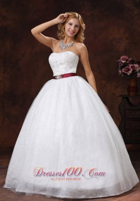 Lace Beading Decorate Ball Gown Wedding Dress Colored