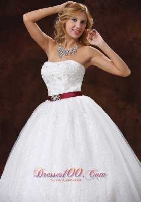 Lace Beading Decorate Ball Gown Wedding Dress Colored