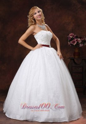 Lace Beading Decorate Ball Gown Wedding Dress Colored