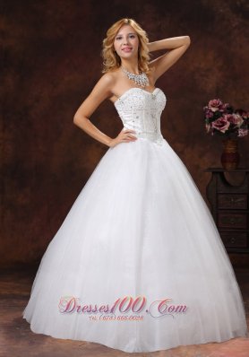 Empire Wedding Bridal Gowns Sweetheart Tulle Rhinestones