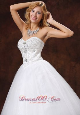 Empire Wedding Bridal Gowns Sweetheart Tulle Rhinestones