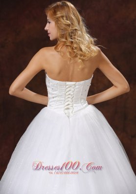 Empire Wedding Bridal Gowns Sweetheart Tulle Rhinestones