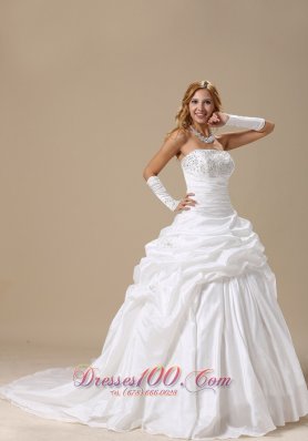 Ball Gown Wedding Dress Appliques Ruch Pick-ups