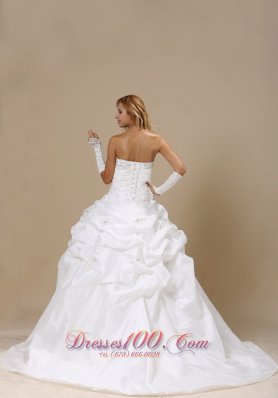 Ball Gown Wedding Dress Appliques Ruch Pick-ups