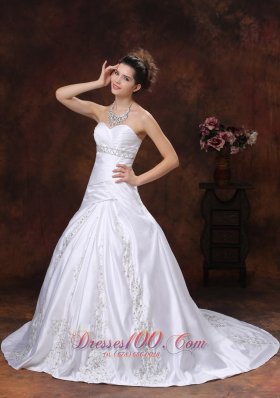 Sweetheart Embroidery Hall Wedding Dress Gilding Empire