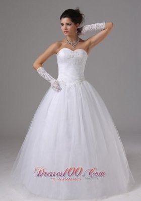 Tulle Ball Gown Wedding Dress Appliques Ruch Sweetheart