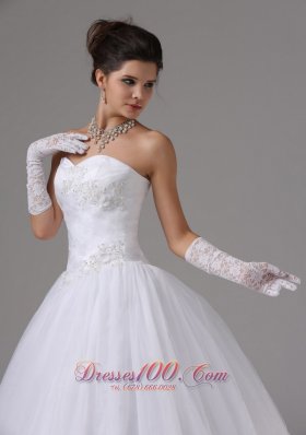 Tulle Ball Gown Wedding Dress Appliques Ruch Sweetheart