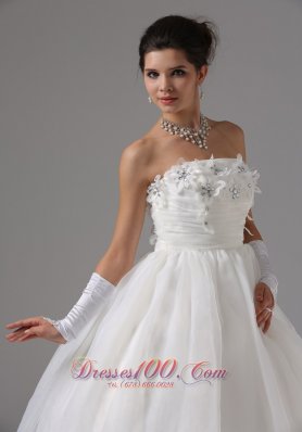 Strapless Tulle Appliques Wedding Dress Ball Gown