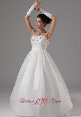 Strapless Tulle Appliques Wedding Dress Ball Gown