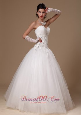 Appliques Crystal Church Wedding Dress for Custom Made