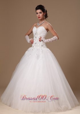 Appliques Crystal Church Wedding Dress for Custom Made