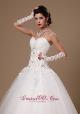 Appliques Crystal Church Wedding Dress for Custom Made