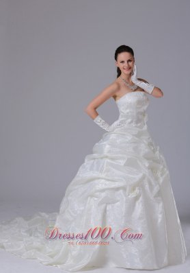 Sheath A-line Pick-ups Wedding Dress With Floral Sash