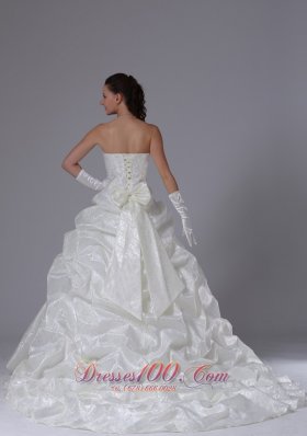 Sheath A-line Pick-ups Wedding Dress With Floral Sash