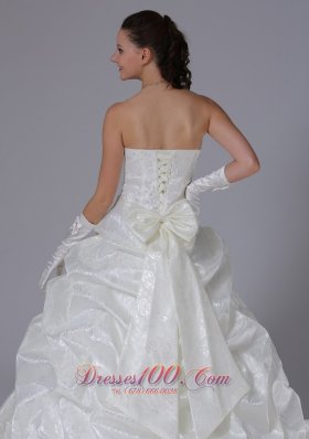 Sheath A-line Pick-ups Wedding Dress With Floral Sash