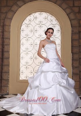 Embroidery White Pick-ups Wedding Gown Princess