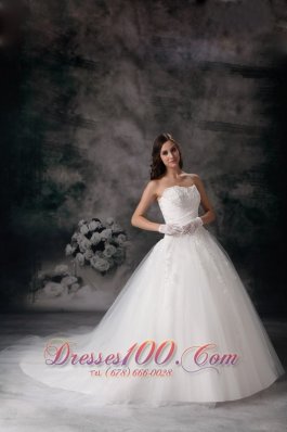 Sweetheart Ball Gown Wedding Dress Dreamy Appliques Court