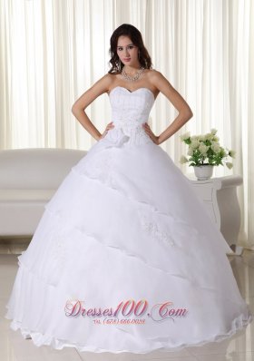 Beaded Organza Flower Sweetheart Wedding Ball Gown