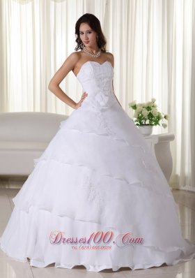 Beaded Organza Flower Sweetheart Wedding Ball Gown