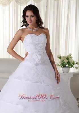 Beaded Organza Flower Sweetheart Wedding Ball Gown