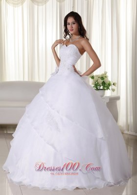 Beaded Organza Flower Sweetheart Wedding Ball Gown