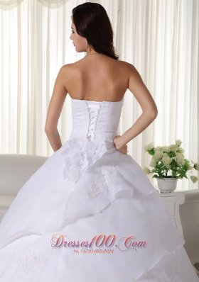 Beaded Organza Flower Sweetheart Wedding Ball Gown