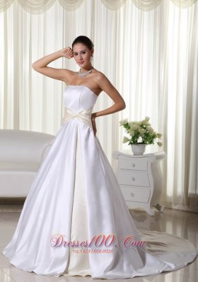 Custom Made Satin Court Train Wedding Bridal Gowns